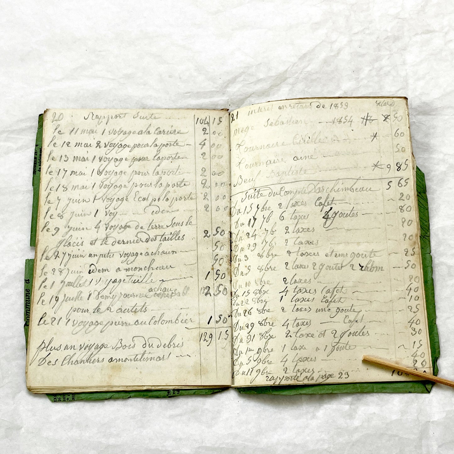1850s - French Handwritten Ledger - Artisan’s Account Book - Rural Work & Daily Expenses - Antique Manuscript Journal