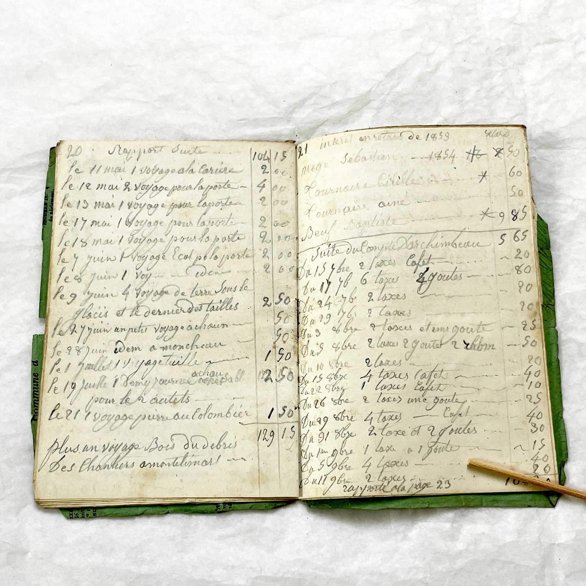 1850s - French Handwritten Ledger - Artisan’s Account Book - Rural Work & Daily Expenses - Antique Manuscript Journal