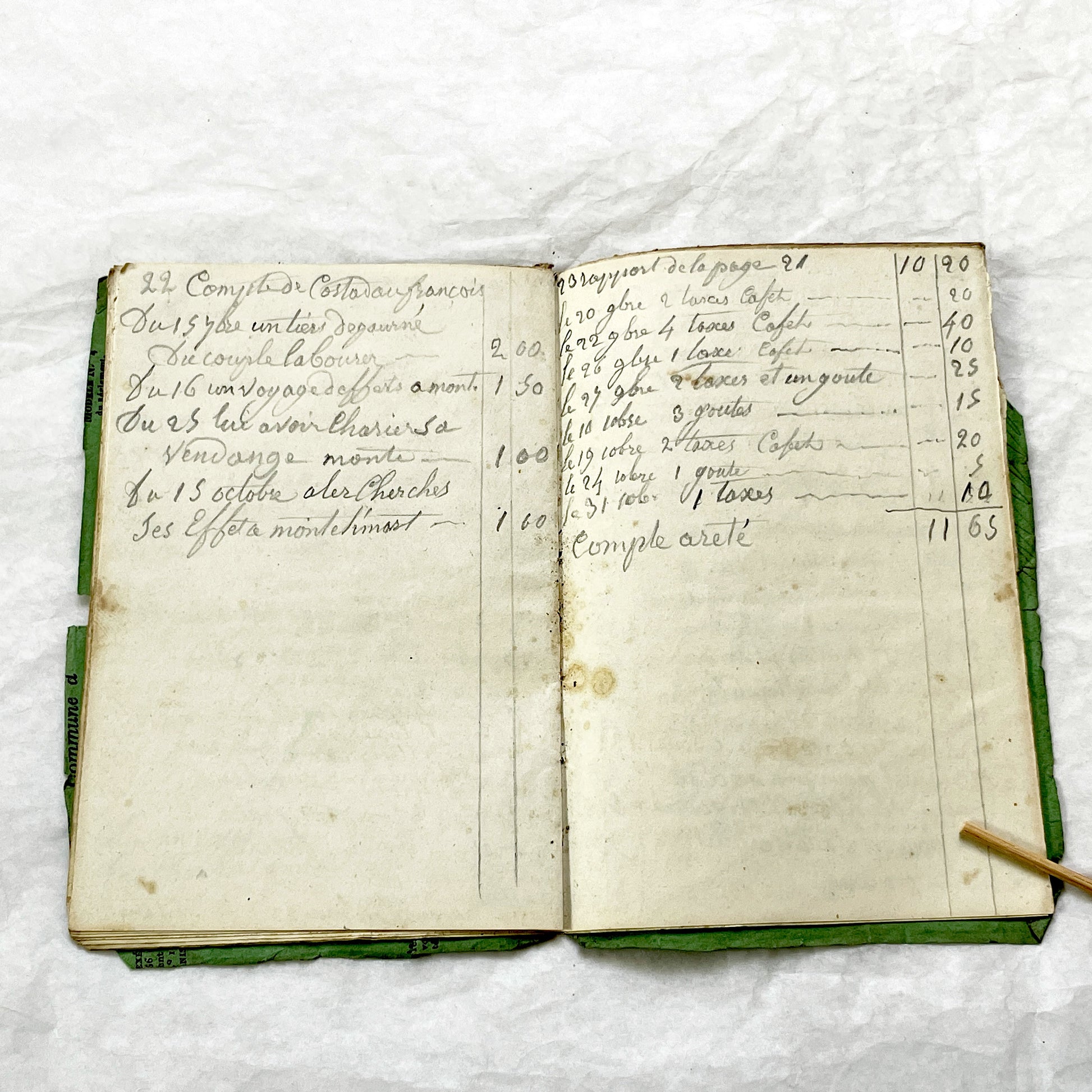 1850s - French Handwritten Ledger - Artisan’s Account Book - Rural Work & Daily Expenses - Antique Manuscript Journal