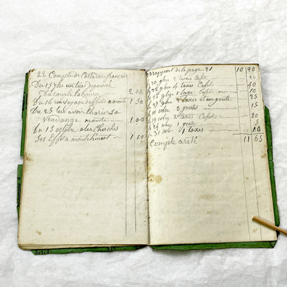 1850s - French Handwritten Ledger - Artisan’s Account Book - Rural Work & Daily Expenses - Antique Manuscript Journal
