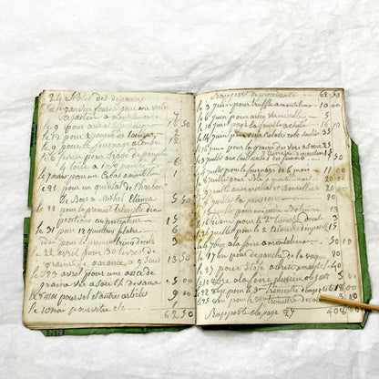 1850s - French Handwritten Ledger - Artisan’s Account Book - Rural Work & Daily Expenses - Antique Manuscript Journal