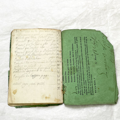 1850s - French Handwritten Ledger - Artisan’s Account Book - Rural Work & Daily Expenses - Antique Manuscript Journal