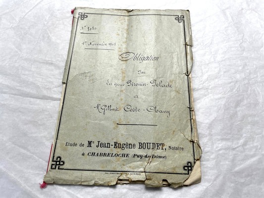 1900s French Notarial Act - Historical handwritten legal document with 'République Française' seal.