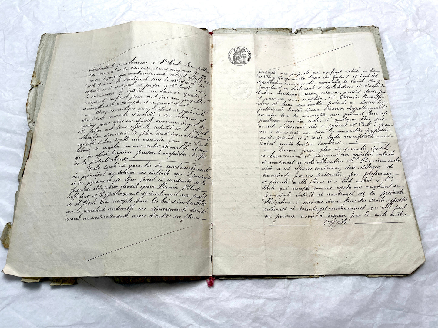 1900s French Notarial Act - Historical handwritten legal document with 'République Française' seal.