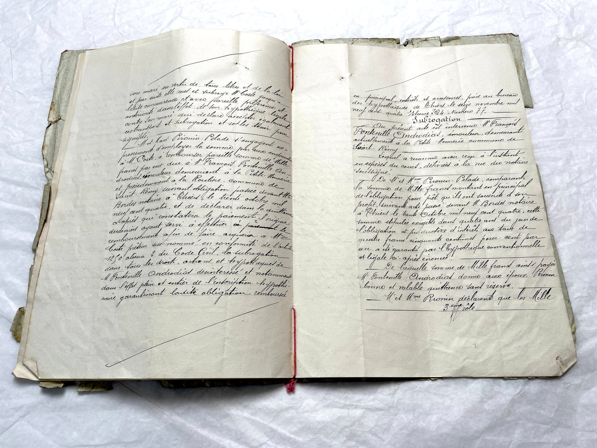 1900s French Notarial Act - Historical handwritten legal document with 'République Française' seal.