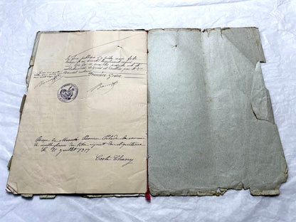 1900s French Notarial Act - Historical handwritten legal document with 'République Française' seal.