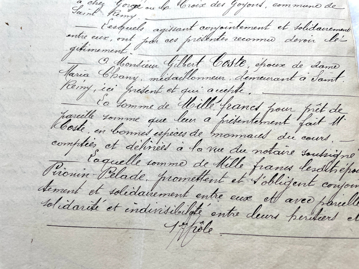 1900s French Notarial Act - Historical handwritten legal document with 'République Française' seal.