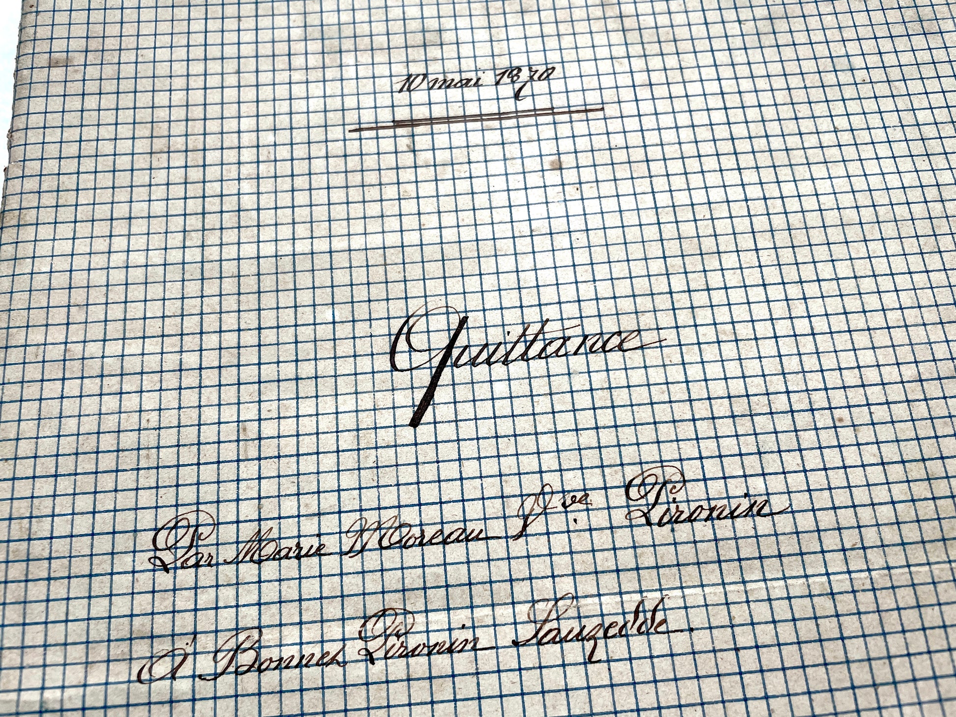 1870s French Notarial Act document with ornate handwritten script, Imperial stamp, and embossed seal.