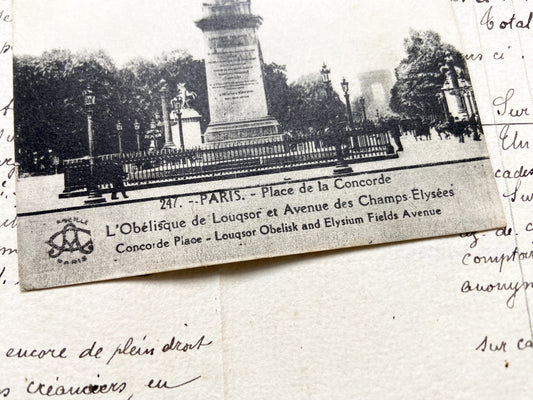 1910s - Paris Place de la Concorde Luxor Obelisk Champs-Élysées - Vintage French Travel Souvenir Postcard - Historic City View