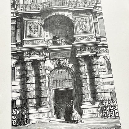 Late 19th - Detailed Engraving of Louvre Palace Henry II Gate Paris - Historic French Architecture Art Print - Girardet - Laplante