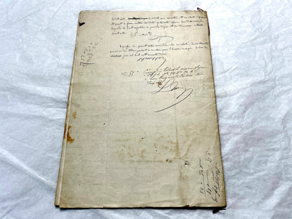 Mid 19th Century French Notarial Act from 1862, featuring handwritten script, official court seals, and red string binding.