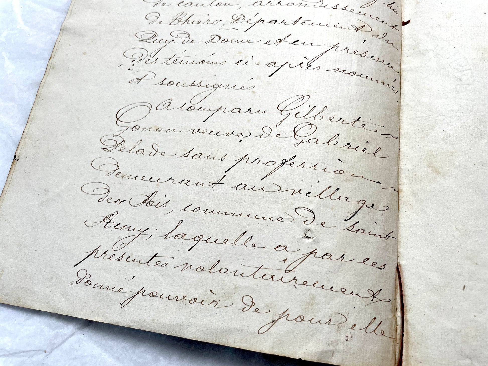 Mid 19th Century French Notarial Act from 1862, featuring handwritten script, official court seals, and red string binding.