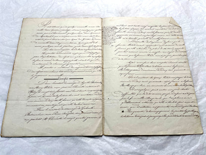 Mid 19th Century French Notarial Act from 1856 with elegant handwritten text and clear imperial stamp.