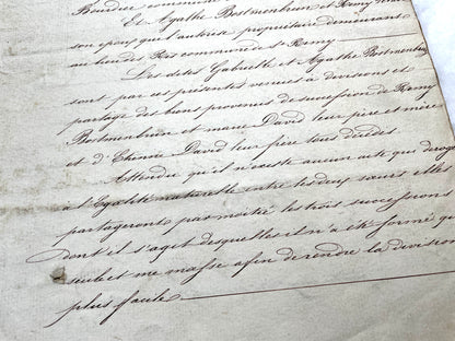 Mid 19th Century French Notarial Act from 1856 with elegant handwritten text and clear imperial stamp.