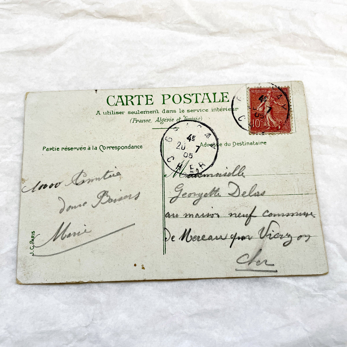 1900s - Antique Postcard - Sentimental Floral Illustration - Lily Of The Valley - Red Roses - Plaisir D'amour Verse - Belle Epoque Charm