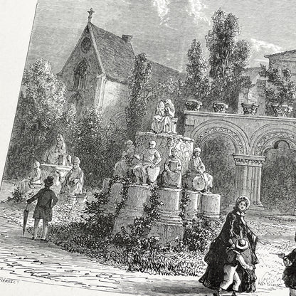 Late 19th - Palais des Thermes Engraving - Historic Parisian Landmark - French Architectural Art Print 