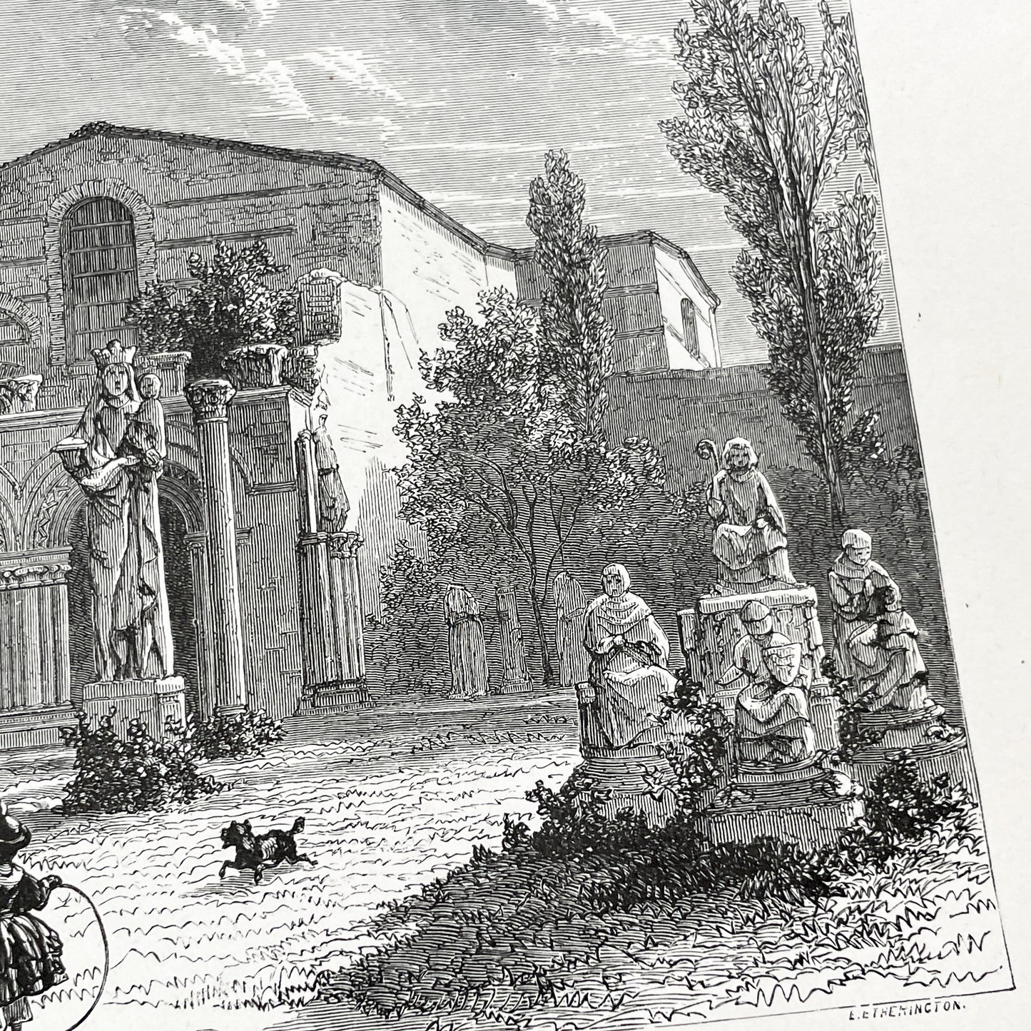 Late 19th - Palais des Thermes Engraving - Historic Parisian Landmark - French Architectural Art Print 