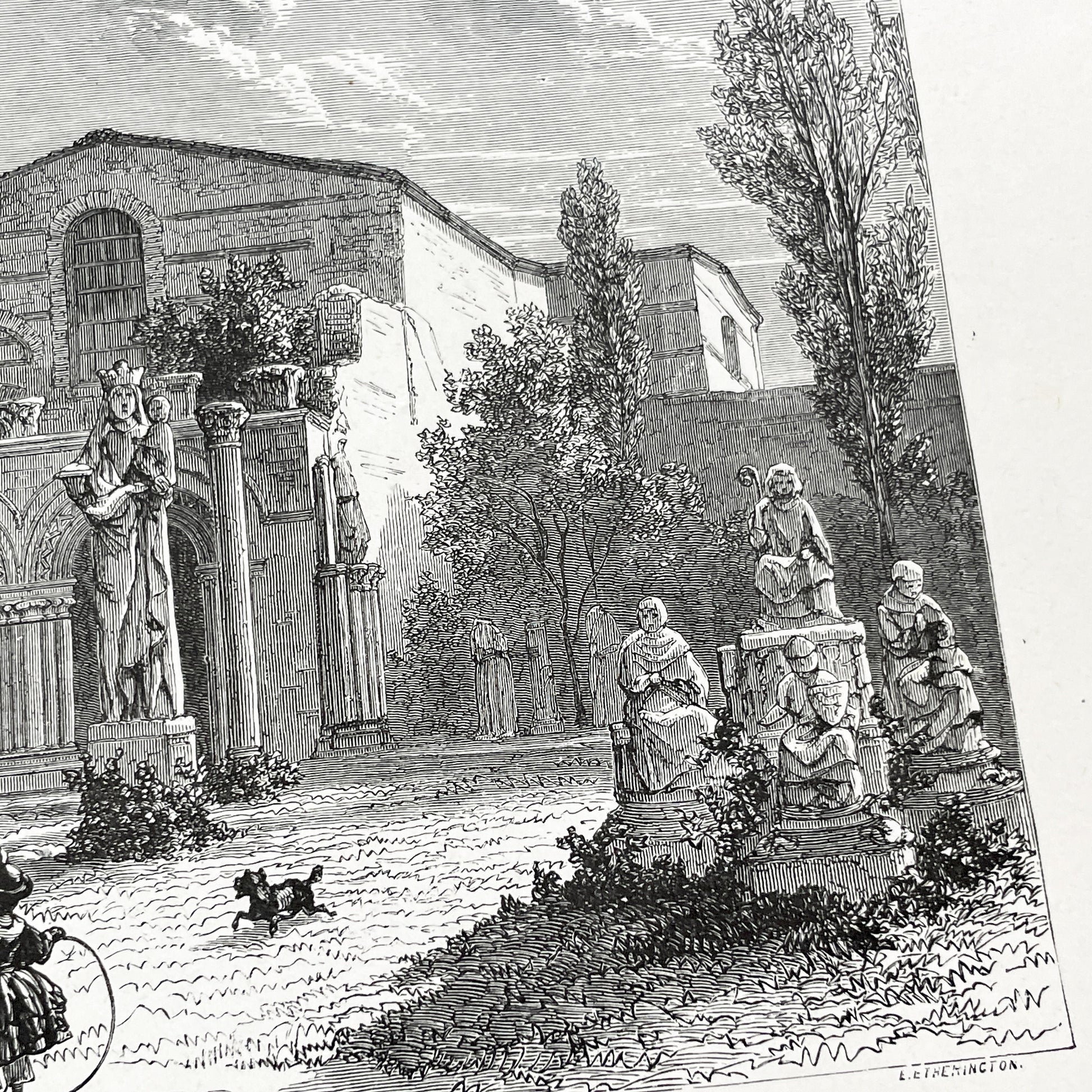 Late 19th - Palais des Thermes Engraving - Historic Parisian Landmark - French Architectural Art Print 