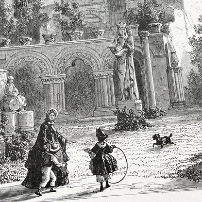 Late 19th - Palais des Thermes Engraving - Historic Parisian Landmark - French Architectural Art Print 