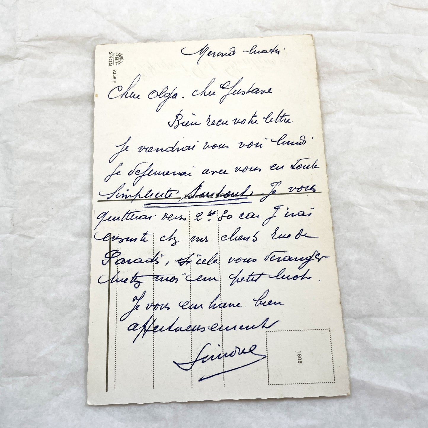 1940s - Vintage French Lily Of The Valley Postcard - Muguet Porte Bonheur Glitter Embossed Floral Art - Belle Époque Ephemera Collectible