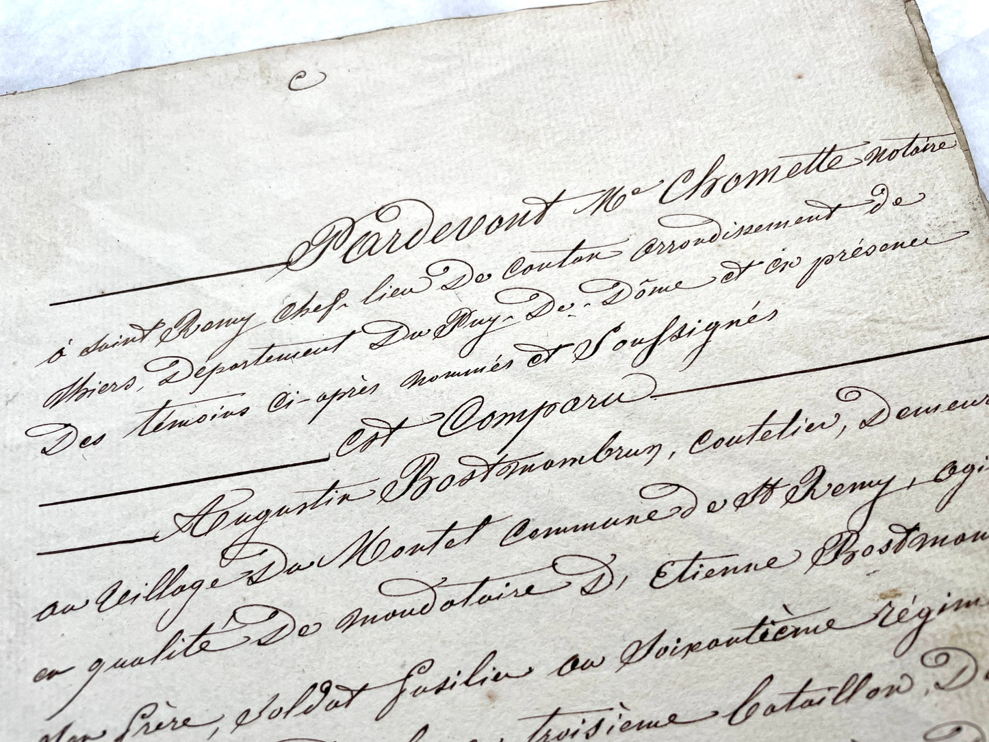 1850s French notarial act - handwritten legal document with imperial stamp and detailed script.