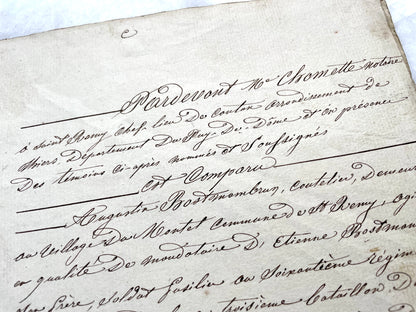 1850s French notarial act - handwritten legal document with imperial stamp and detailed script.