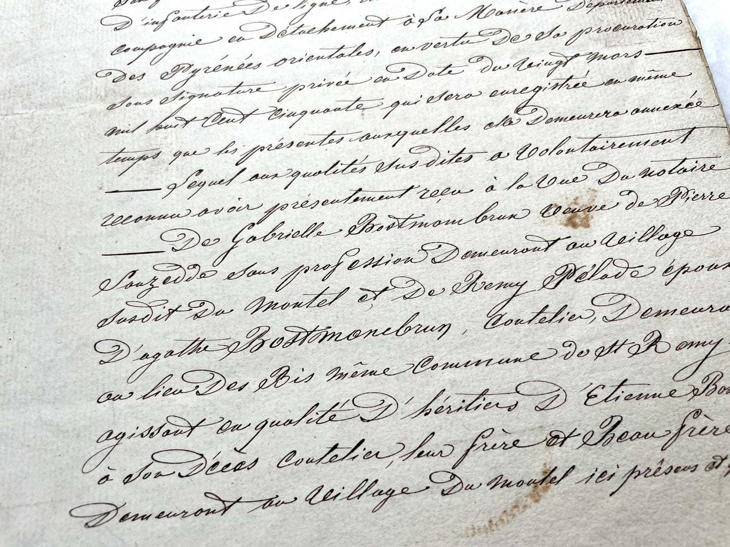 1850s French notarial act - handwritten legal document with imperial stamp and detailed script.