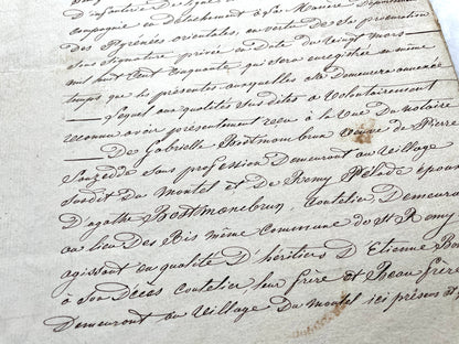 1850s French notarial act - handwritten legal document with imperial stamp and detailed script.