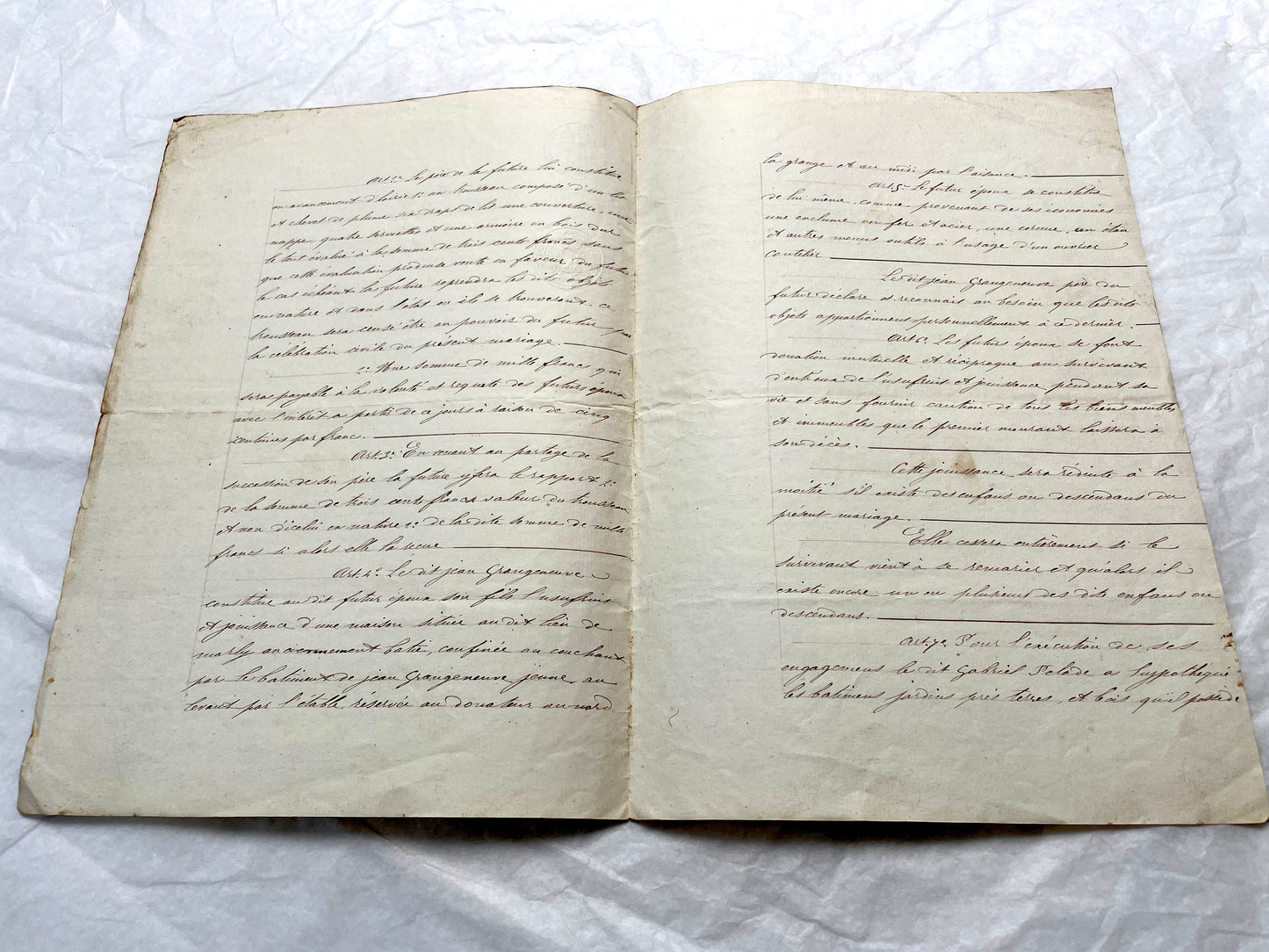 Early 19th Century French notarial act from 1839, featuring handwritten text and an Imperial tax stamp seal.