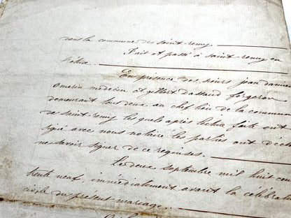 Early 19th Century French notarial act from 1839, featuring handwritten text and an Imperial tax stamp seal.