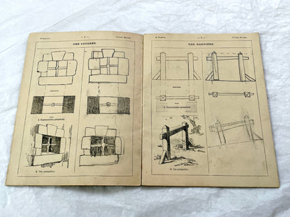 Late 19th - Antique French Geometric Drawing Manual for Students - Horsin-Deon Larousse Educational Booklet - Art & Architecture Skills.