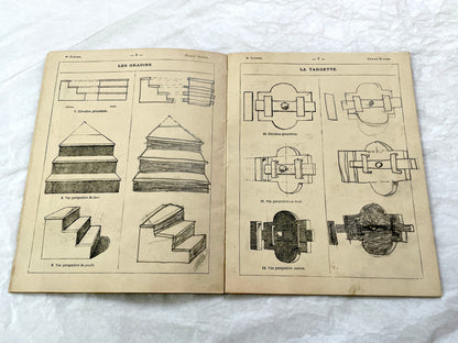 Late 19th - Antique French Geometric Drawing Manual for Students - Horsin-Deon Larousse Educational Booklet - Art & Architecture Skills.