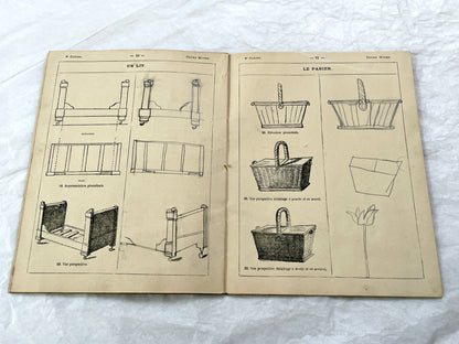 Late 19th - Antique French Geometric Drawing Manual for Students - Horsin-Deon Larousse Educational Booklet - Art & Architecture Skills.