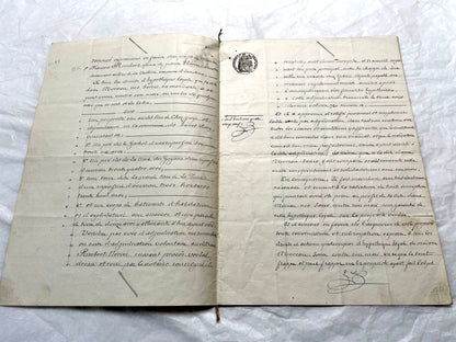 Late 19th century French notarial act from 1889, a handwritten legal document with Republic stamp and elegant script.