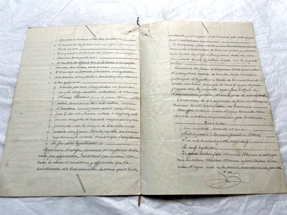 Late 19th century French notarial act from 1889, a handwritten legal document with Republic stamp and elegant script.