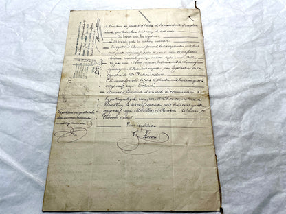 Late 19th century French notarial act from 1889, a handwritten legal document with Republic stamp and elegant script.