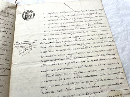 Late 19th century French notarial act from 1889, a handwritten legal document with Republic stamp and elegant script.