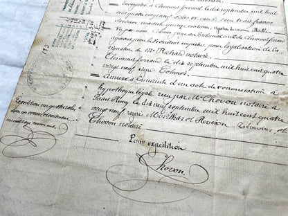 Late 19th century French notarial act from 1889, a handwritten legal document with Republic stamp and elegant script.