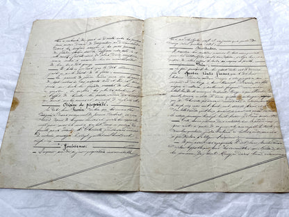 Mid 19th century French Notarial Act, dated 1868, featuring handwritten script and official stamps.