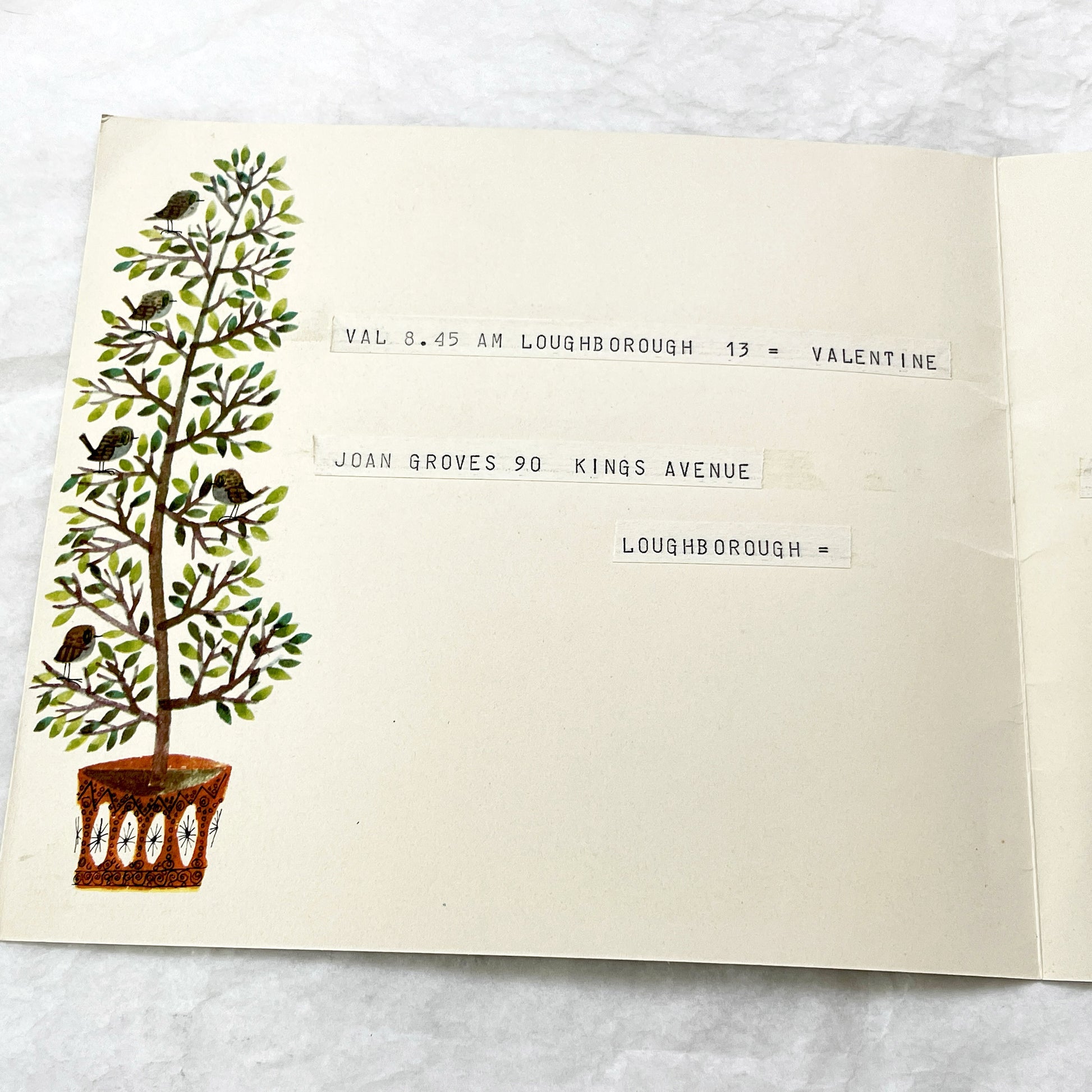 1960s - Vintage St Valentine's Day Telegram - Unique Illustrated Greeting Card - Mid-Century Romantic Gift