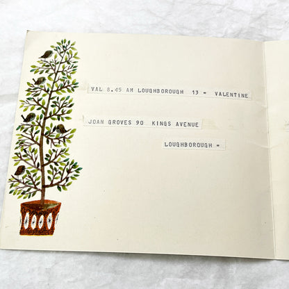 1960s - Vintage St Valentine's Day Telegram - Unique Illustrated Greeting Card - Mid-Century Romantic Gift