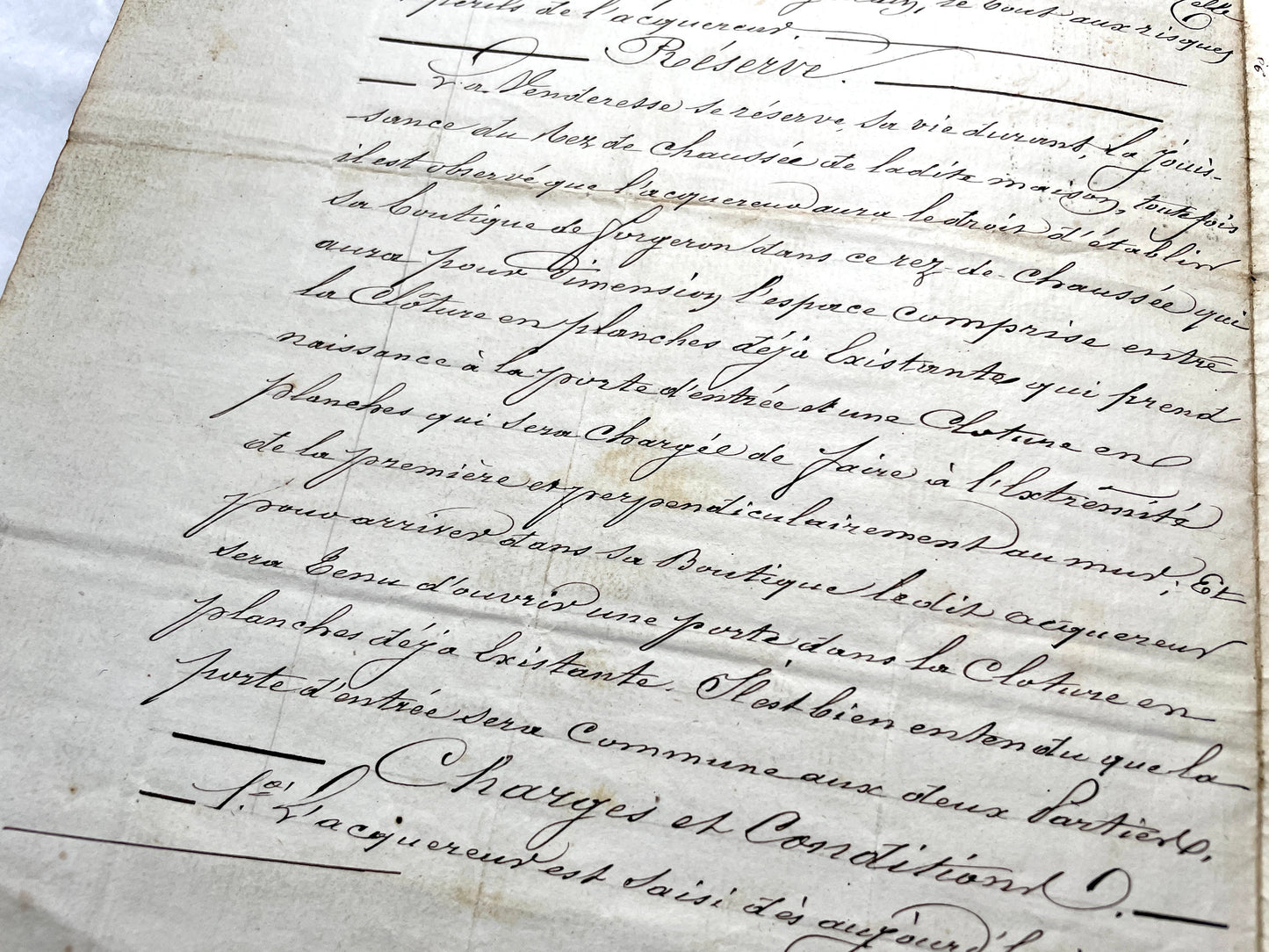 Mid 19th Century French Notarial Act from 1841 with ornate script and an Imperial stamp, a vintage legal document.