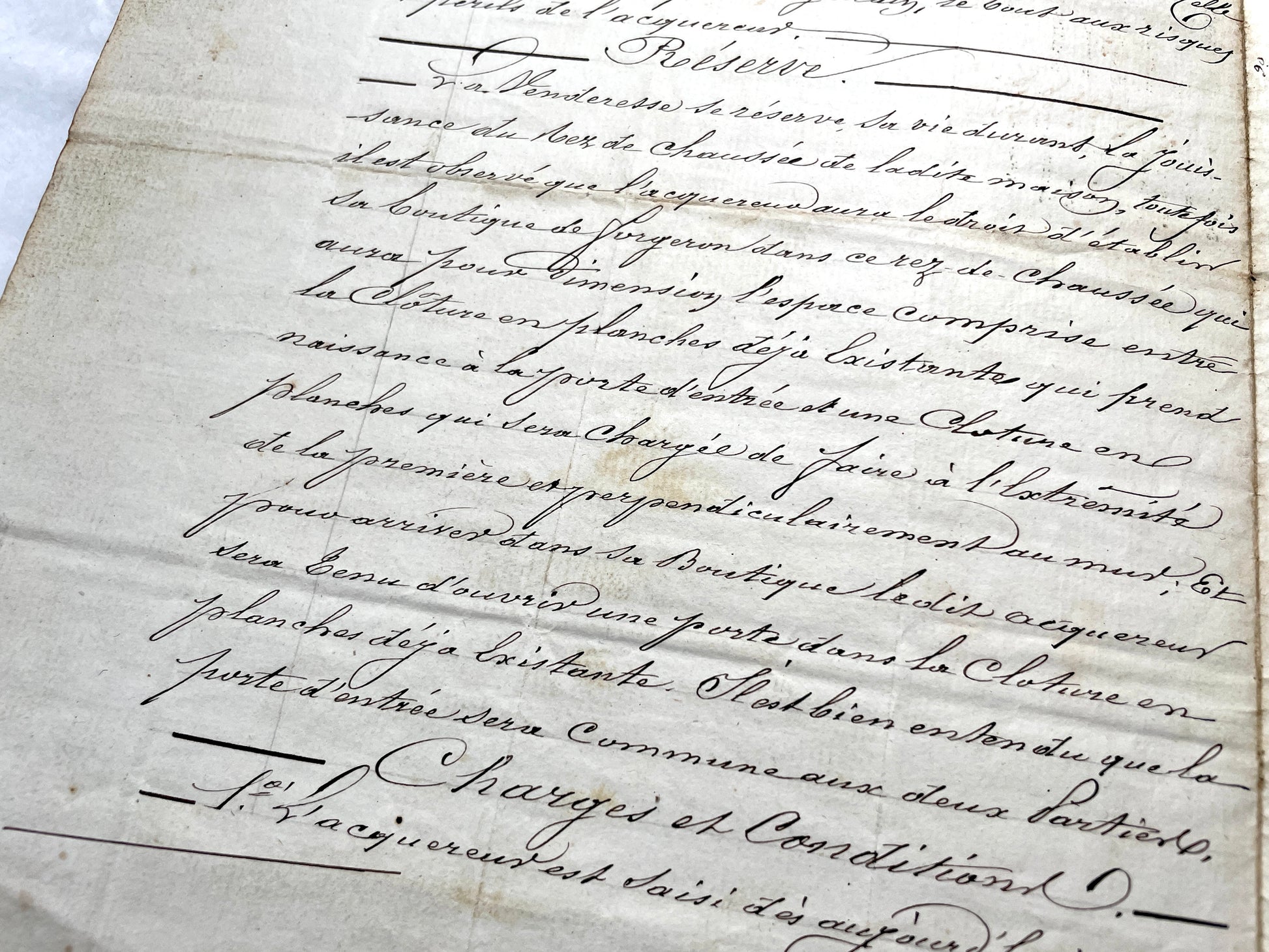 Mid 19th Century French Notarial Act from 1841 with ornate script and an Imperial stamp, a vintage legal document.