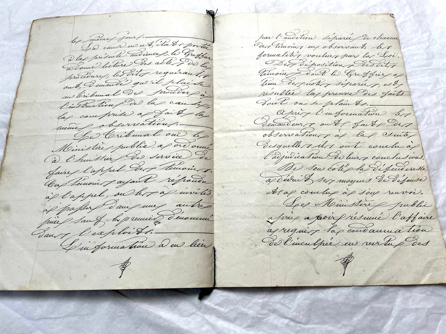 Mid 19th Century French notarial act, 1858, with elegant script and Imperial stamp featuring Justice figure.