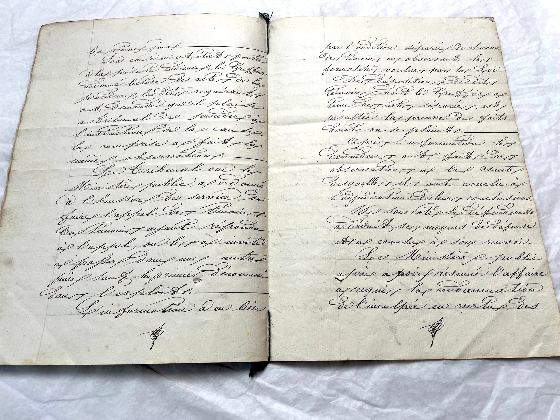 Mid 19th Century French notarial act, 1858, with elegant script and Imperial stamp featuring Justice figure.