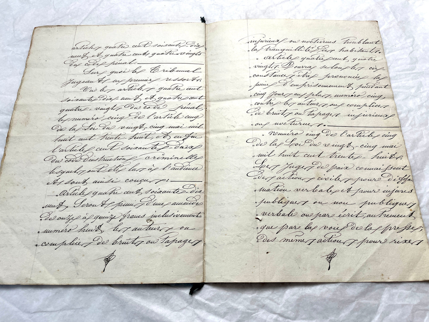 Mid 19th Century French notarial act, 1858, with elegant script and Imperial stamp featuring Justice figure.