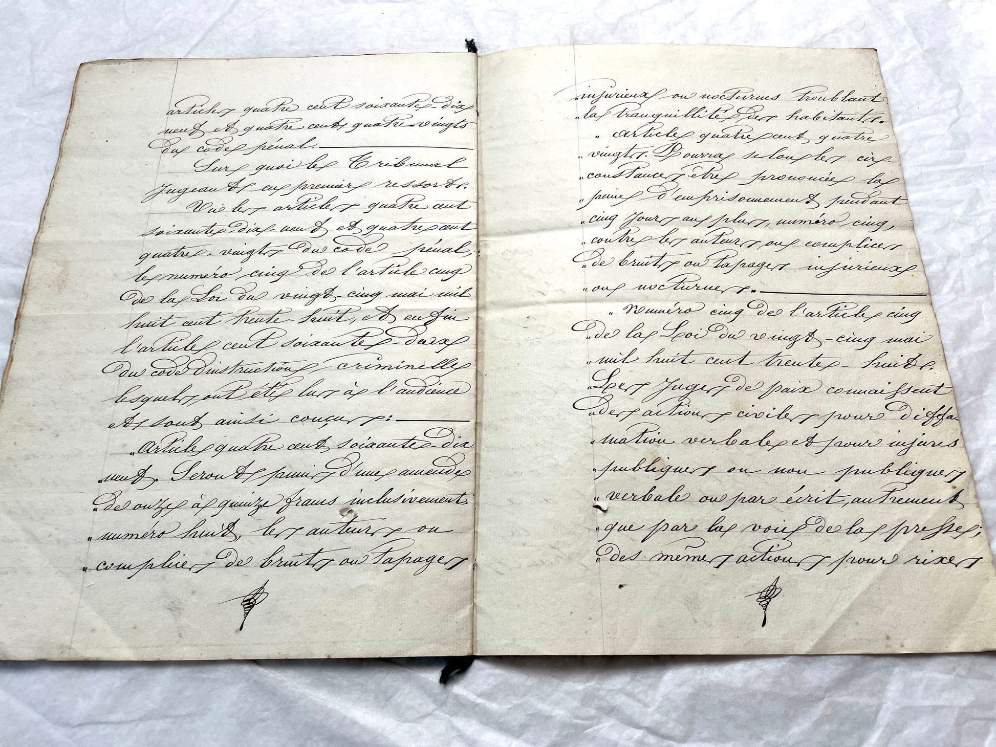 Mid 19th Century French notarial act, 1858, with elegant script and Imperial stamp featuring Justice figure.