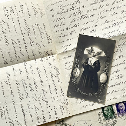 1910s - Antique Italian Ephemera Collection - Handwritten Letters - Vintage Postcards - Old Stamps - From Italy and France