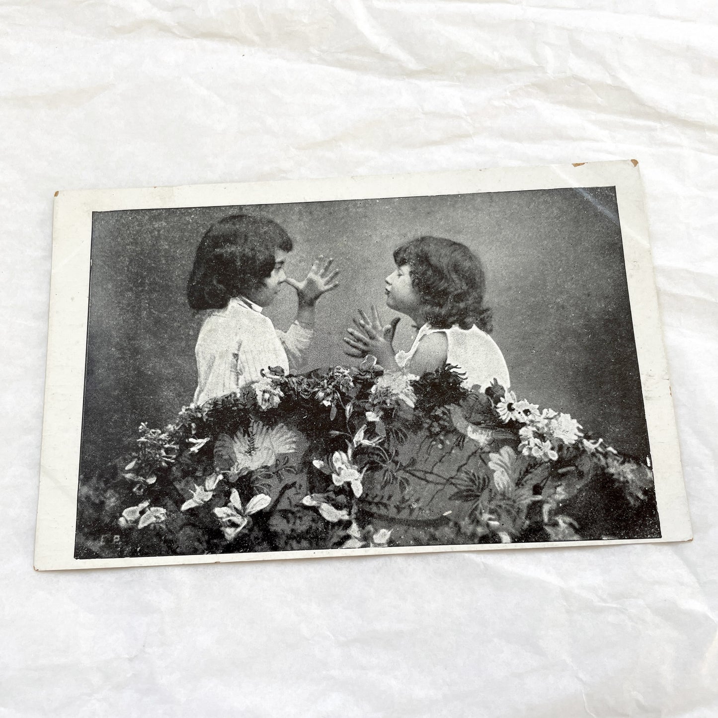 1900s - Vintage Children Postcard - Antique Photo Card - Two Young Girls Playing - Edwardian Era Ephemera Collectible