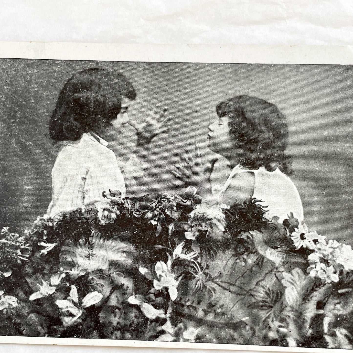 1900s - Vintage Children Postcard - Antique Photo Card - Two Young Girls Playing - Edwardian Era Ephemera Collectible
